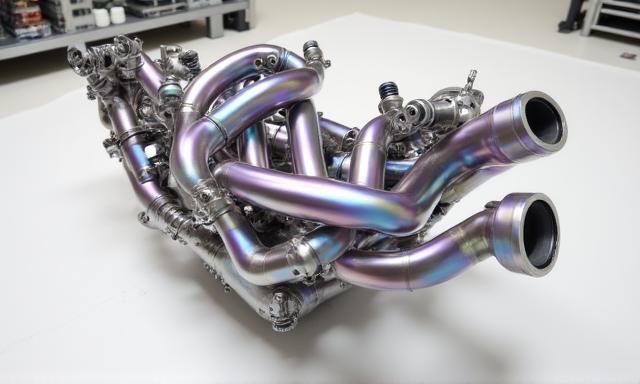 Highly polished titanium performance exhaust system layout