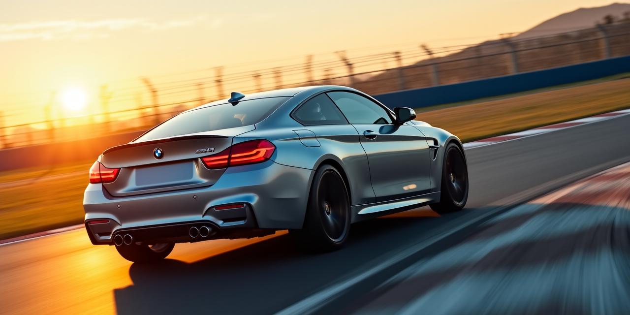 A high-performance sports car cornering hard on a professional racing circuit